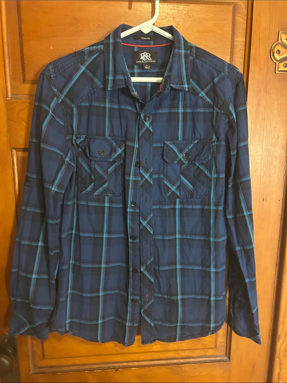 Rock & Republic Blue Plaid Button-Down Shirt